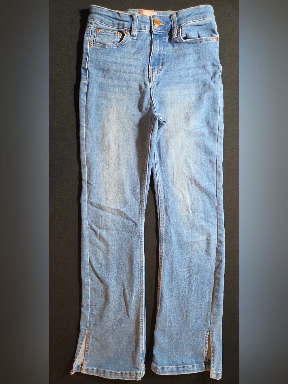 BCBG Girls Light Wash Blue Flare Jeans with Hem Slits Girls (12)
